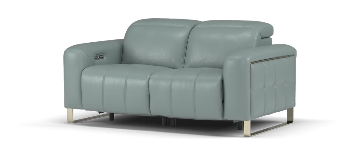 Sofology Marvella Leather 2 Seater Power Recliner in Trusty Sheen Granite Teal