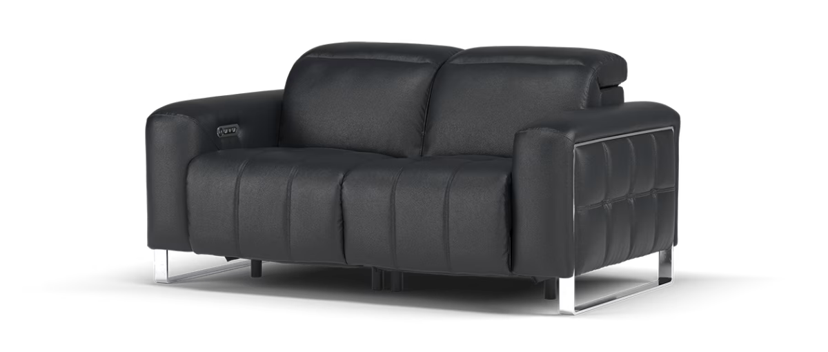 Sofology Marvella Leather 2 Seater Power Recliner in Trusty Sheen Jet Black