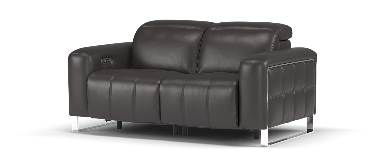 Sofology Marvella Leather 2 Seater Power Recliner/Headrest  in Charcoal