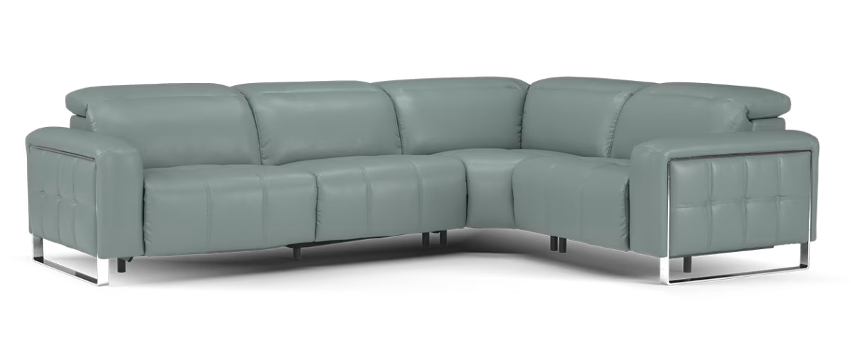 Sofology Marvella Leather 3 Corner 1.5 Power Recliner/Headrest Heated Seat in Trusty Sheen Granite Teal