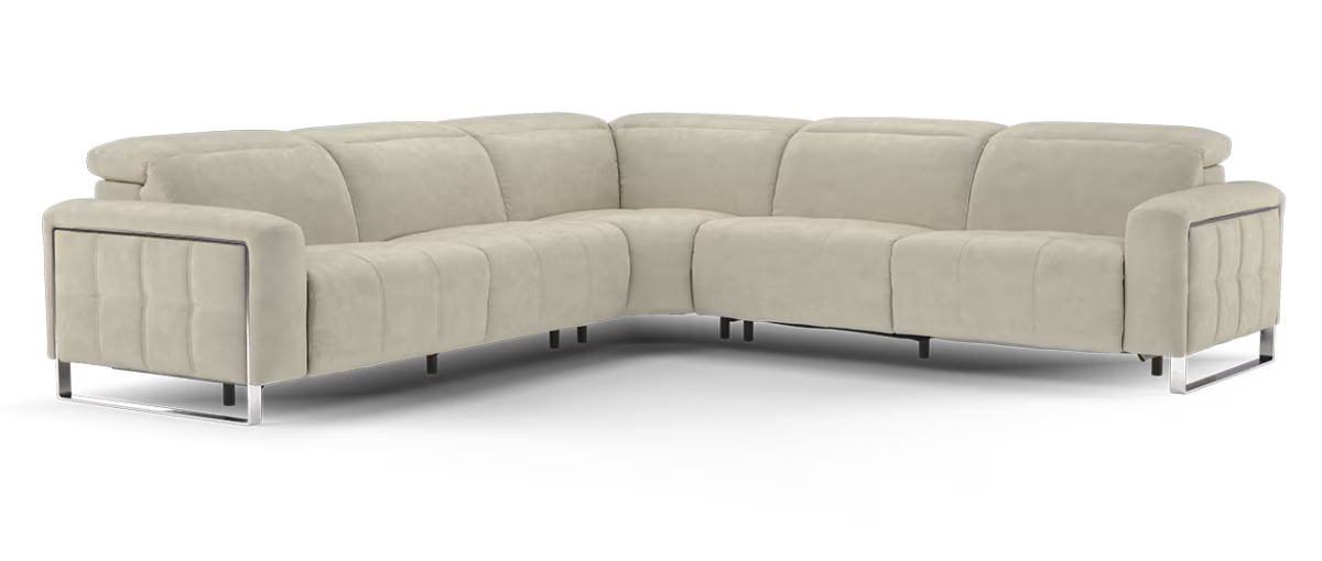 Sofology Marvella Fabric 3 Corner 3 Power Recliner/Headrest in Lifestyle Nubuck Feel Stone
