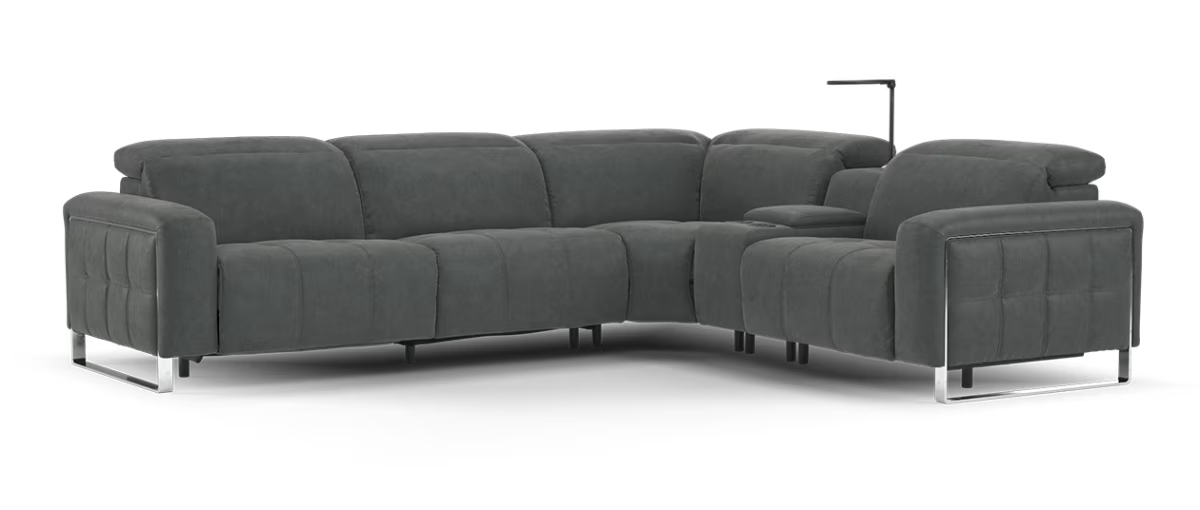 Sofology Marvella Fabric 3 Corner Console 1.5 Power Recliner/Headrest in Lifestyle Flecked Charcoal