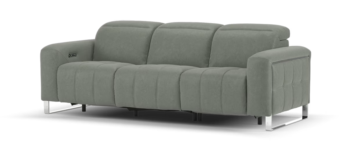 Sofology Marvella Fabric 3 Seater Power Recliner/Headrest in Lifestyle Flecked Stone