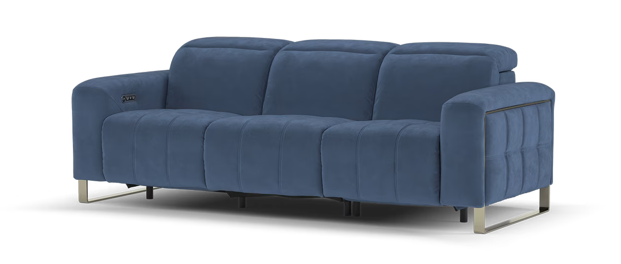 Sofology Marvella Fabric 3 Seater Power Recliner/Headrest in Lifestyle Flecked Navy