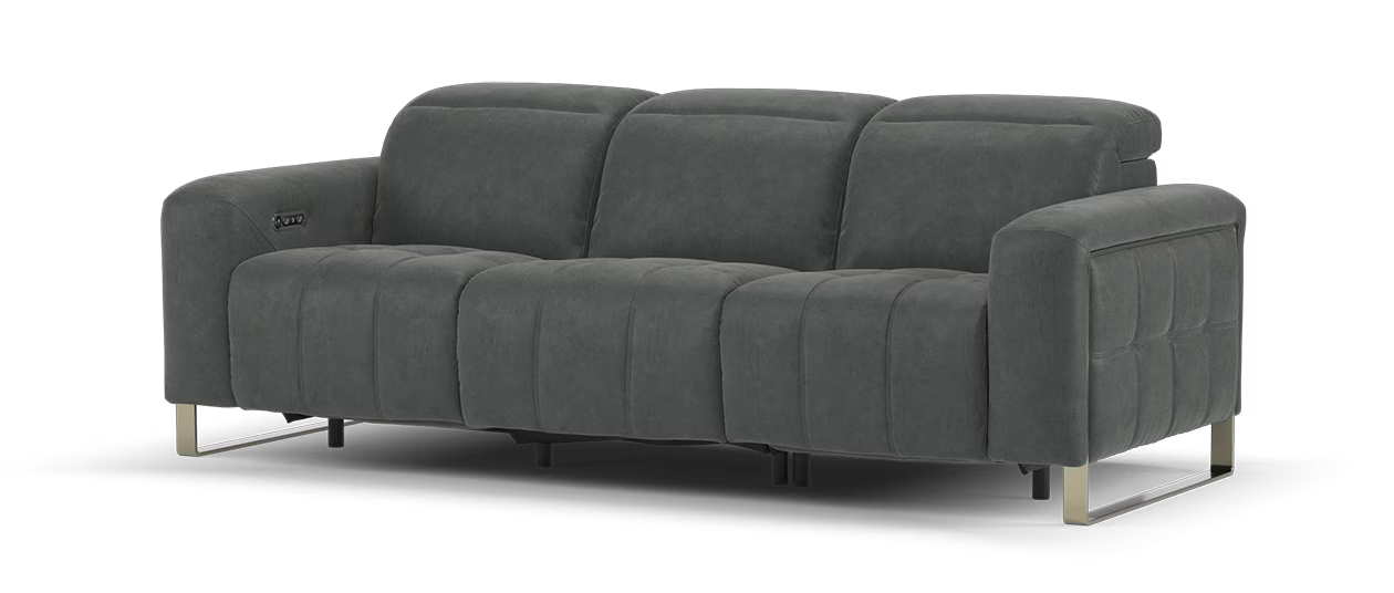 Sofology Marvella Fabric 3 Seater Power Recliner/Headrest in Lifestyle Flecked Charcoal