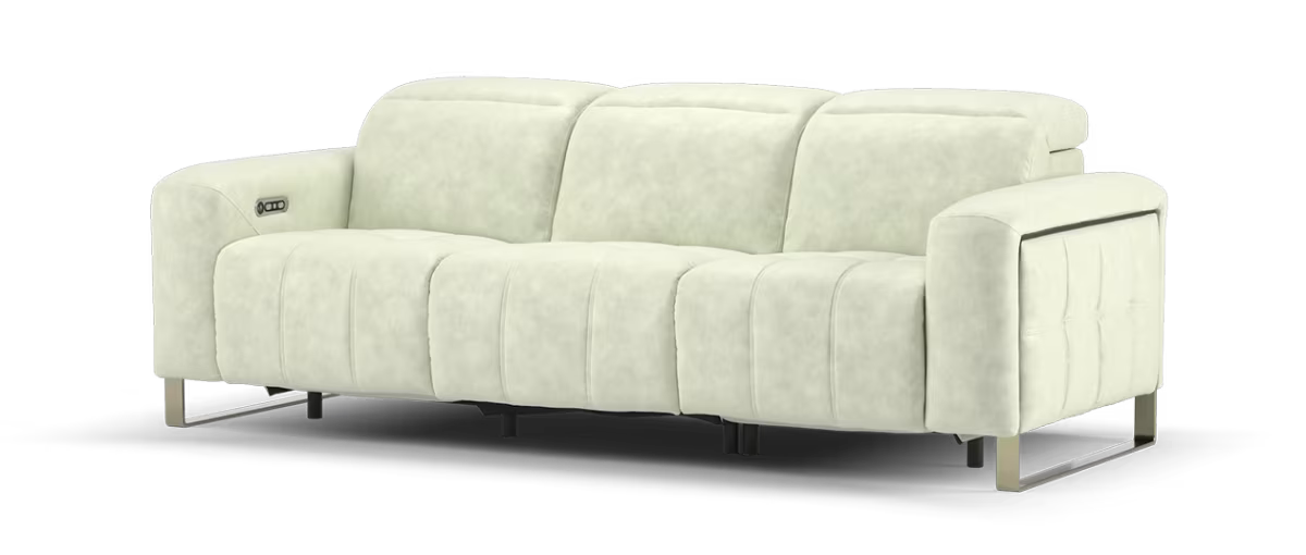 Sofology Marvella Fabric 3 Seater Power Recliner/Headrest in Lifestyle Flecked Ivory