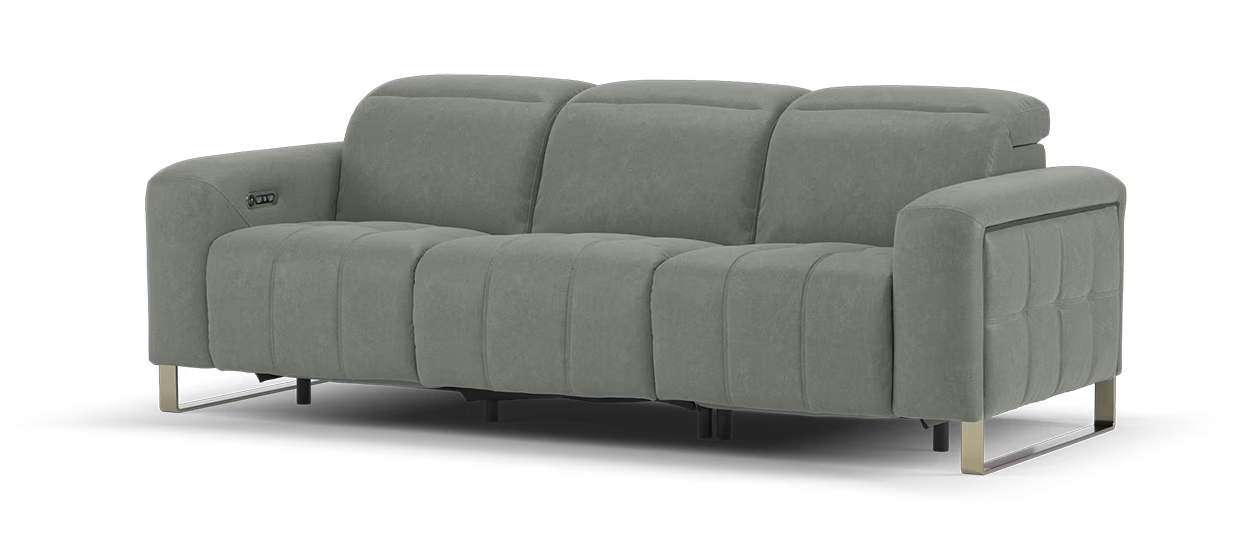 Sofology Marvella Fabric 3 Seater Power Recliner/Headrest in Lifestyle Flecked Stone