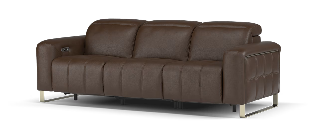 Sofology Marvella Leather 3 Seater Recliner in Trusty Sheen Chocolate