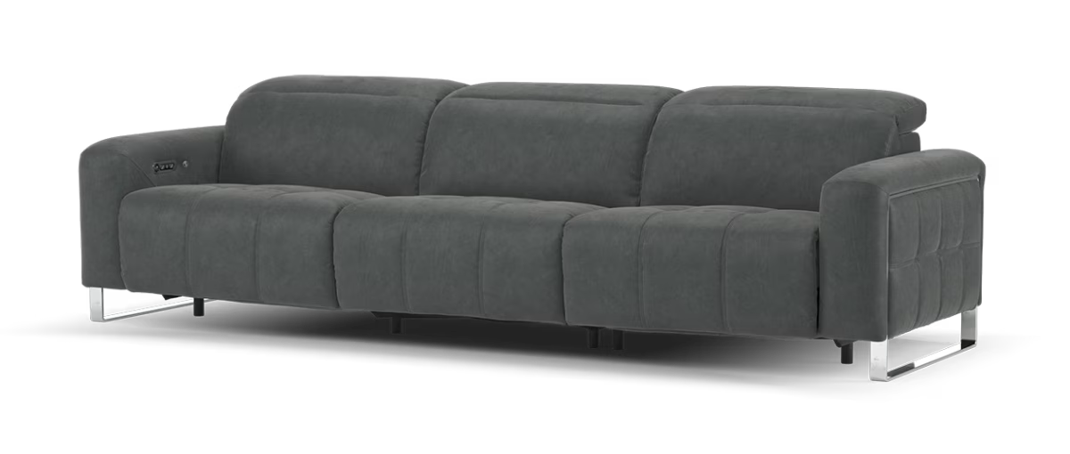 Sofology Marvella Fabric 4 Seater Split Power Recliner/Headrest Heated Seats in Lifestyle Flecked Charcoal