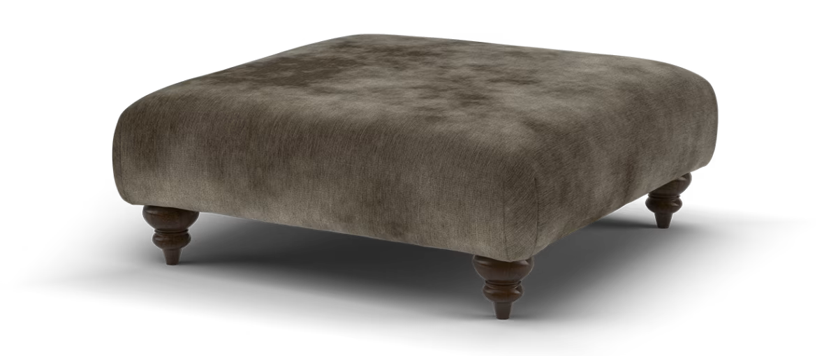 Sofology Highgrove Fabric Designer Footstool in Luxury Deep Pile Chenille Mole