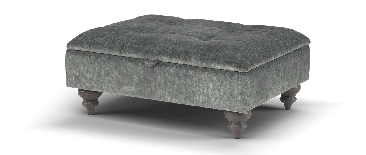 Sofology Highgrove Fabric Storage Footstool in Luxury Deep Pile Chenille Grey All Over