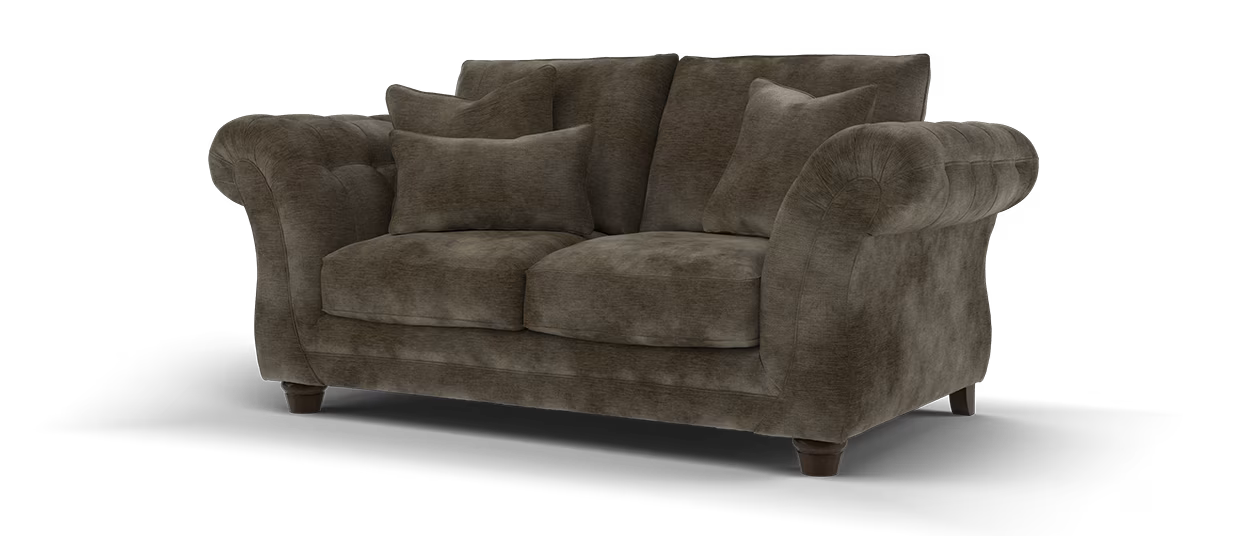 Sofology Highgrove Fabric 2 Seater Full Back Extra Flex Seats in Luxury Deep Pile Chenille Mole