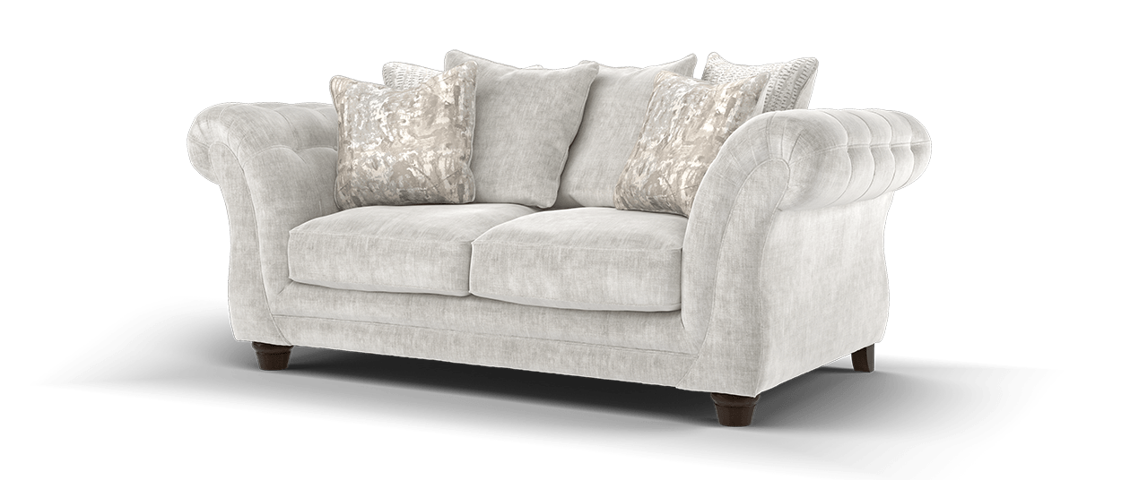 Sofology Highgrove Fabric 2 Seater Full Back Extra Flex Seats in Luxury Chenille Oyster Mix