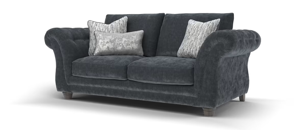 Sofology Highgrove Fabric 3 Seater Full Back Extra Flex Seats in Luxe Chenille Charcoal Mix
