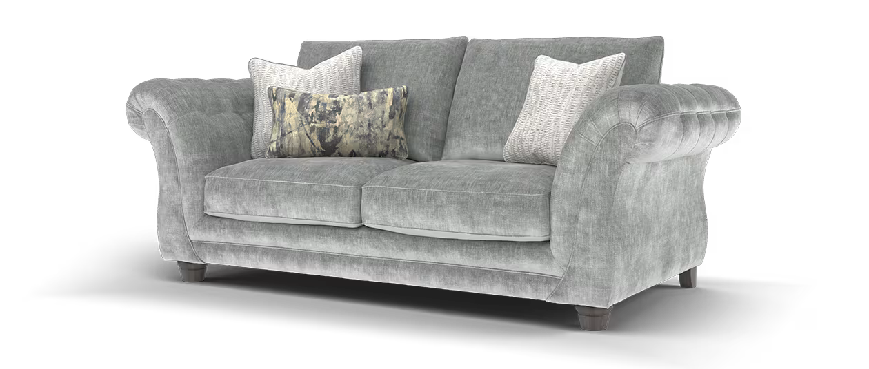 Sofology Highgrove Fabric 3 Seater Full Back Extra Flex Seats in Luxury Deep Pile Chenille Grey Mix