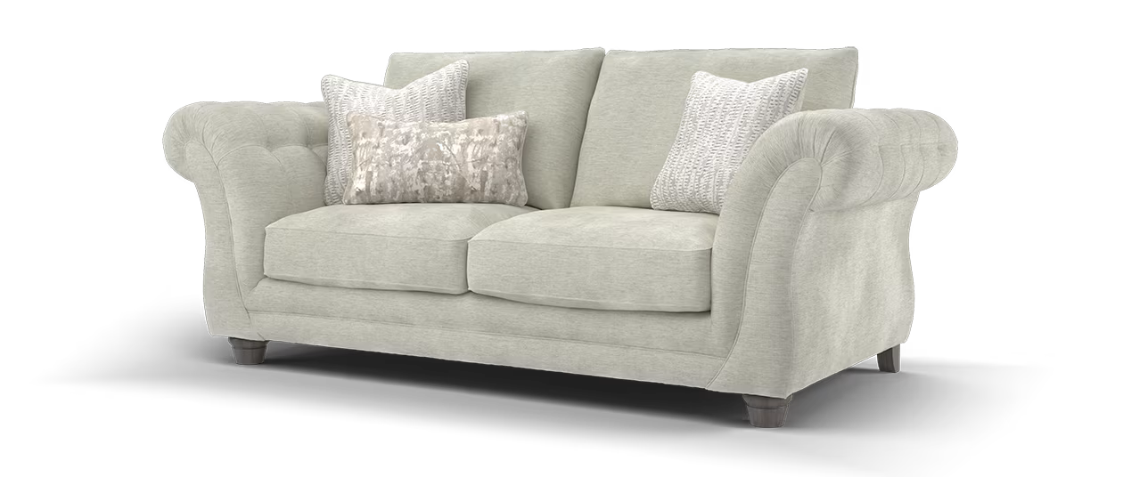 Sofology Highgrove Fabric 3 Seater Split Full Back Extra Flex in Luxury Deep Pile Chenille Silver