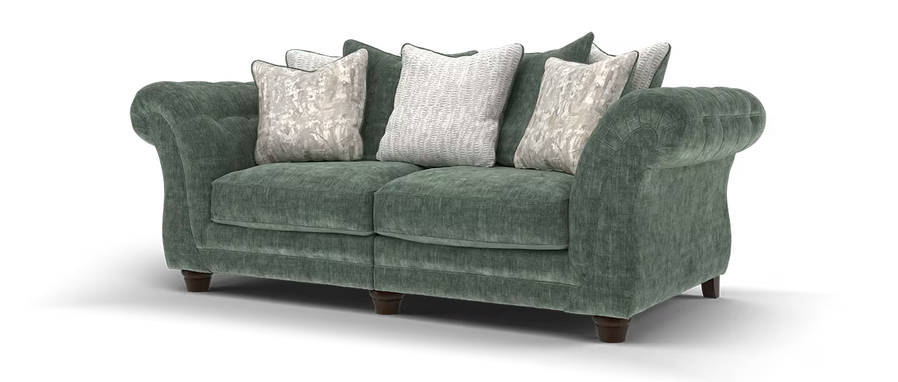 Sofology Highgrove 3 Seater Split in Luxe Chenille Alpine Green Mix