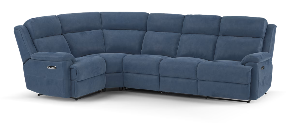 Sofology Gracie Fabric 1 Corner 3 Power Recliner in Lifestyle Flecked Navy