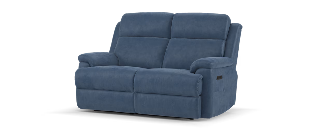 Sofology Gracie Fabric 2 Seater Power Recliner/Headrest in Lifestyle Flecked Navy