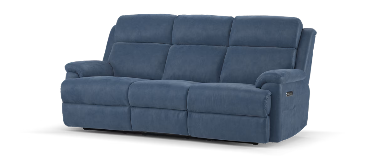 Sofology Gracie Fabric 3 Seater Power Recliner/Headrest in Lifestyle Flecked Navy