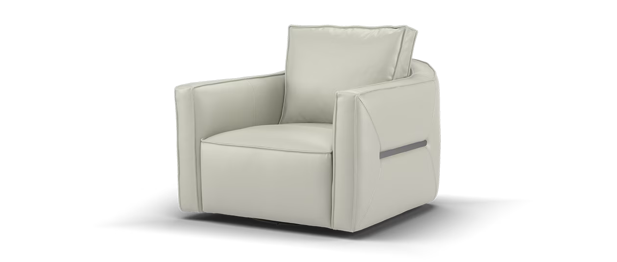 Sofology Palazzo Accent Swivel Chair in Trusty-Matt Leather Stone