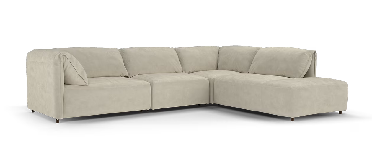 Sofology Tessuto Fabric 3 Corner 1 Chaise in Lifestyle Nubuck-Feel Stone