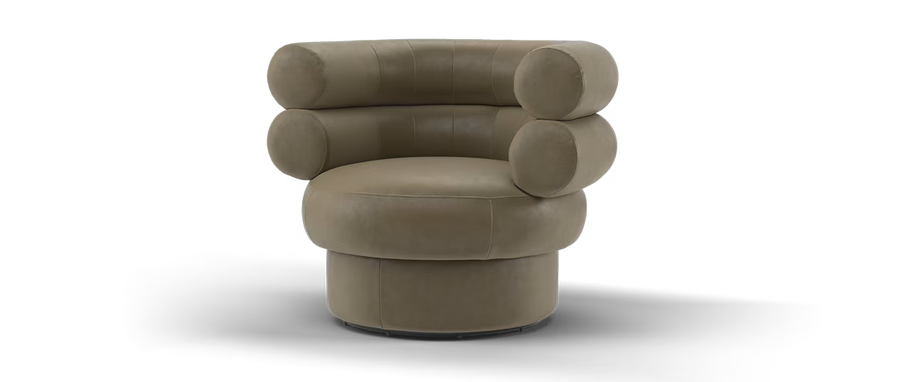 Sofology Fitzrovia  Accent Chair in Natural Grain Leather Taupe All Over Without Trim