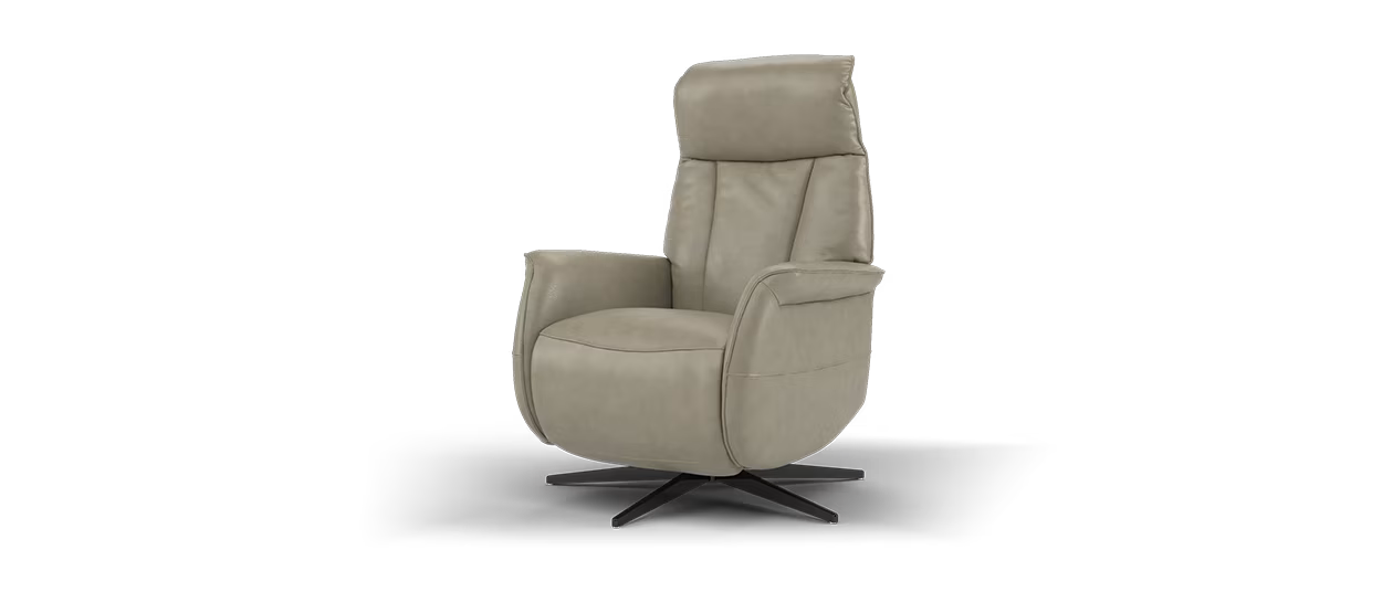 Sofology Heston Leather Chair Power Recliner in Relaxed Soft Leather Stone