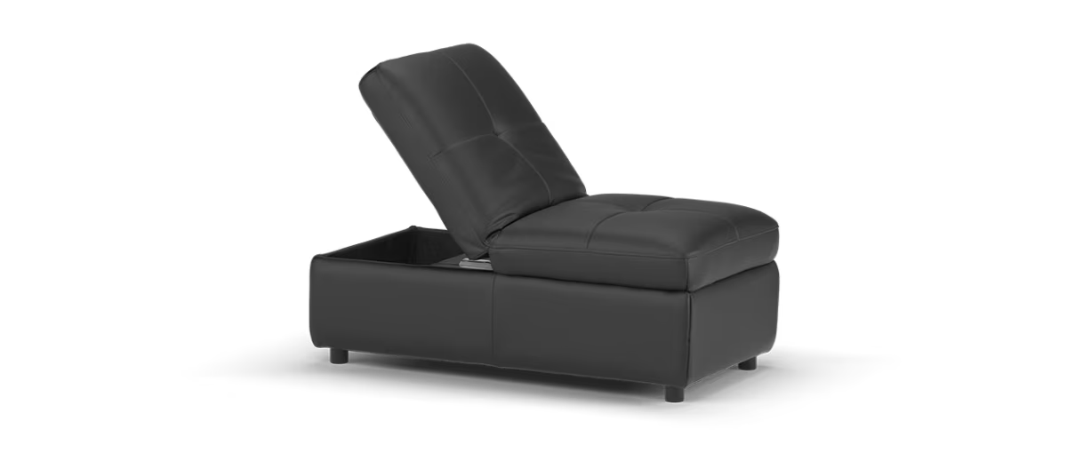 Sofology Ripley Leather Dual Storage Footstool in Trusty Embossed Jet Black