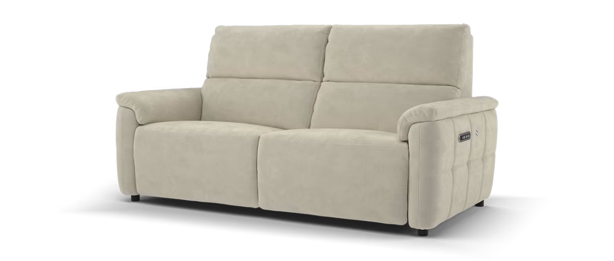 Sofology Ripley Fabric 2.5 Seater Power Recliner/Headrest Heated Seats Lumbar Support in Lifestyle Nubuck Feel Stone