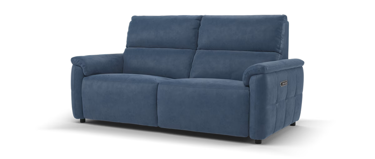 Sofology Ripley Fabric 2.5 Seater Power Recliner/Headrest Lumbar Support in Lifestyle Flecked Navy