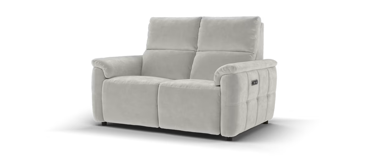 Sofology Ripley Fabric 2 Seater Power Recliner/Headrest in Lifestyle Nubuck Feel Light Grey