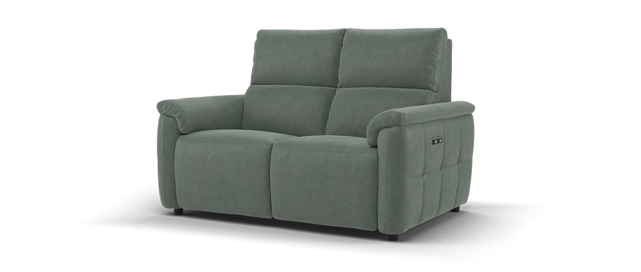 Sofology Ripley 2 Seater Power Recliner/Headrest with Heated Seat in Lifestyle Flecked Mineral Green