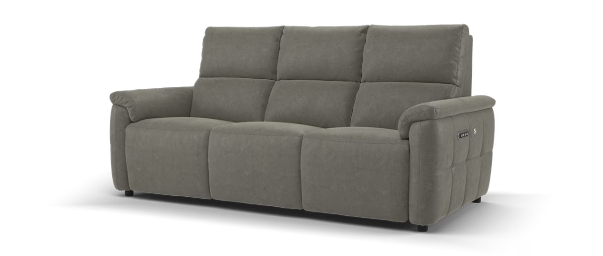Sofology Ripley Fabric 3 Seater Power Recliner/Headrest Heated Seats Lumbar Support in Lifestyle Flecked Mocha