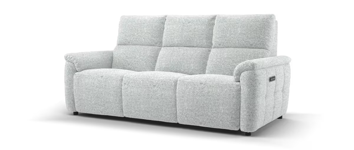 Sofology Ripley Fabric 3 Seater Power Recliner/Headrest Lumbar Support in Woven Textured Monochrome