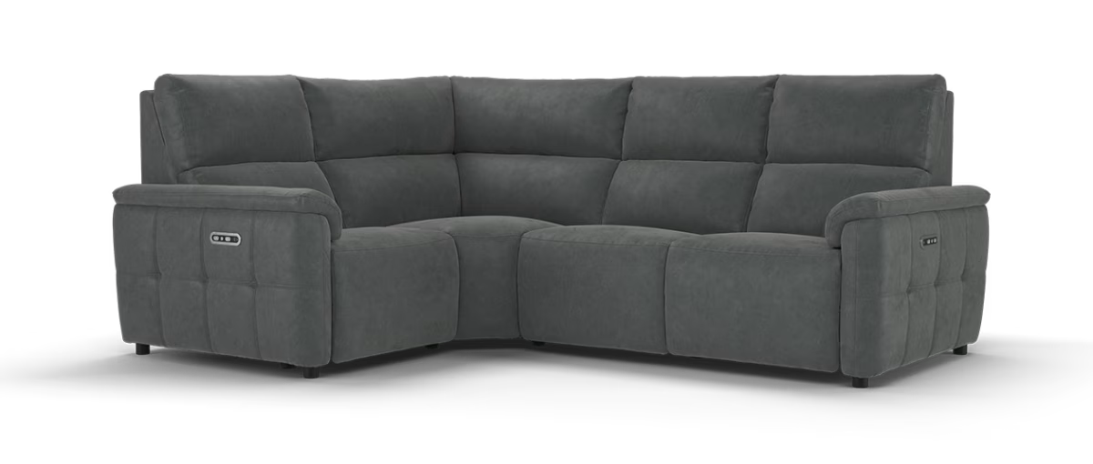 Sofology Ripley Fabric 1 Corner 3 Power Recliner/Headrest Lumbar Support in Lifestyle Flecked Charcoal
