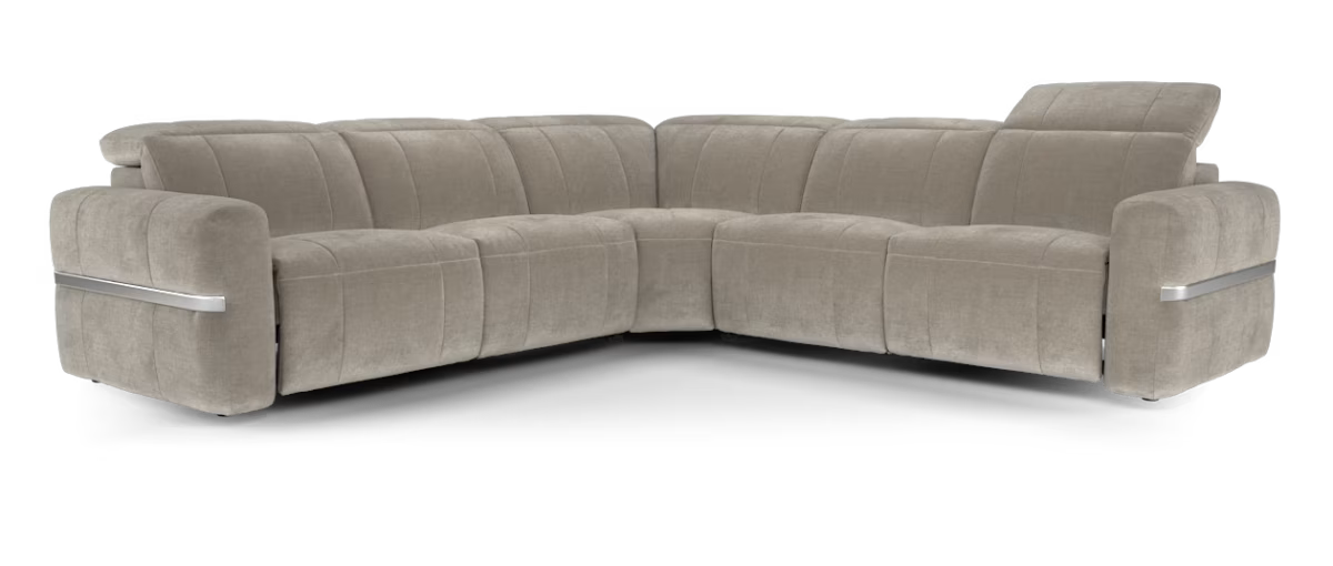 Sofology Lumiere Fabric 3 Corner 3 Power Recliner/Headrest in Relaxed Chenille Nutmeg
