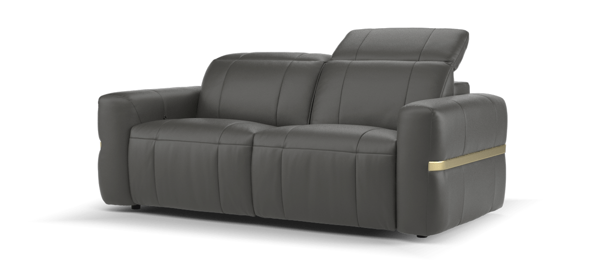 Sofology Lumiere Leather 2.5 Seater Power Recliner/Headrest in Trusty Embossed Charcoal