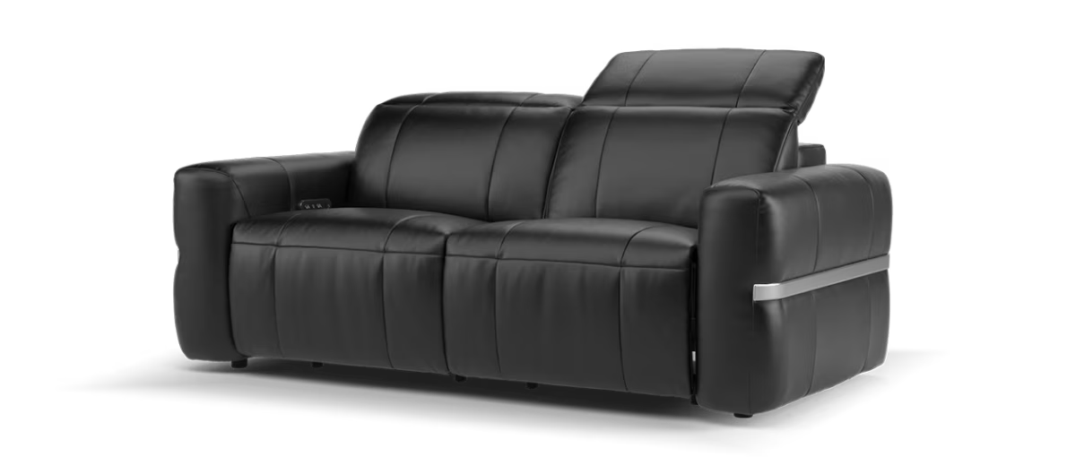 Sofology Lumiere Leather 2.5 Seater Power Recliner/Headrest in Trusty Embossed Jet Black