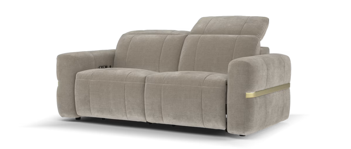 Sofology Lumiere Fabric 2.5 Seater Power Recliner/Headrest Heated Seats in Relaxed Chenille Nutmeg