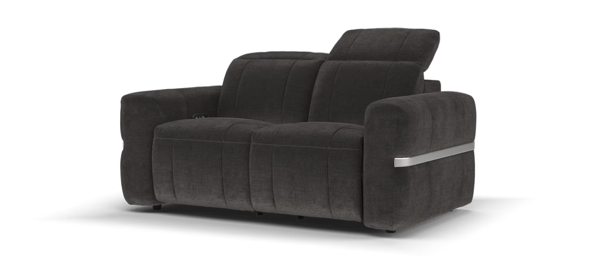 Sofology Lumiere Fabric 2 Seater Power Recliner/Headrest in Relaxed Chenille Raisin