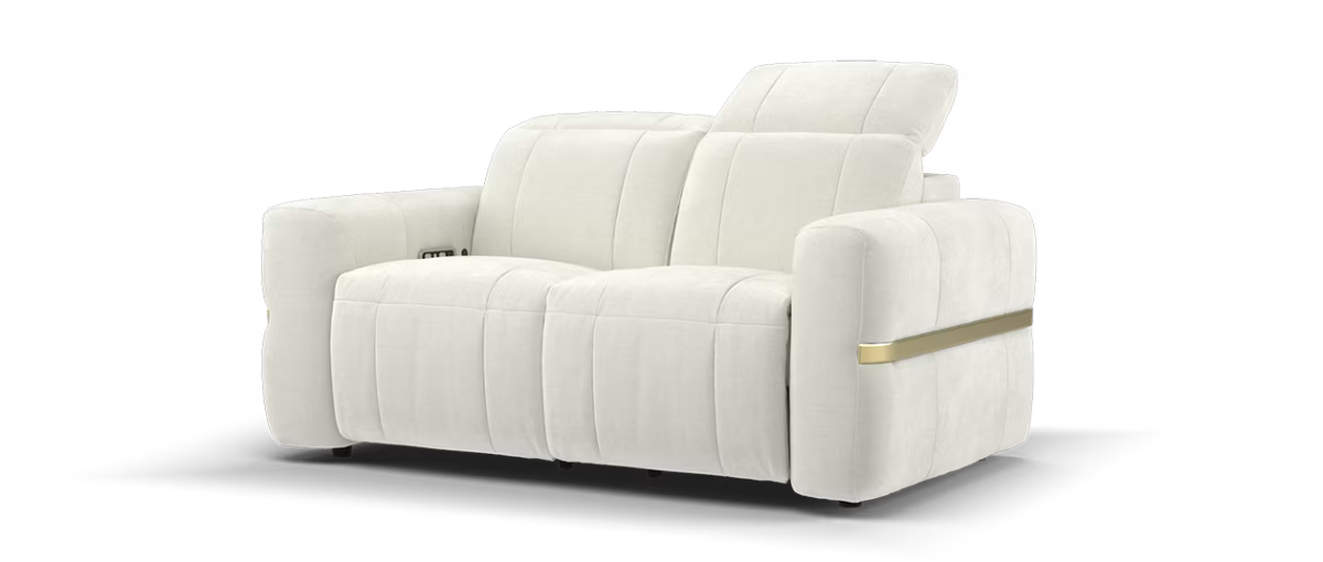 Sofology Lumiere Fabric 2 Seater Power Recliner/Headrest in Relaxed Chenille Cotton