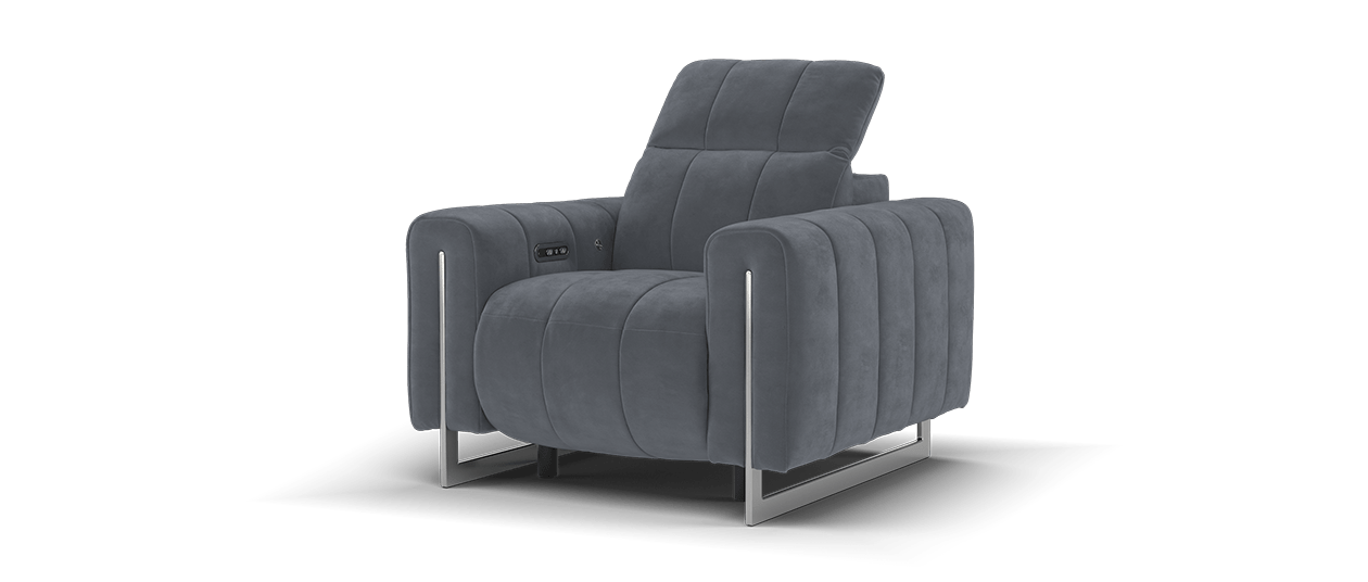 Sofology Paramount Fabric Chair Power Recliner/Headrest, Heated Seat With Speakers, in Lifestyle Nubuck Feel Charcoal