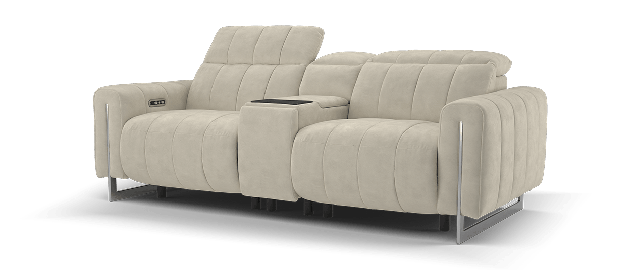 Sofology Paramount Fabric 2.5 Seater Console Power Recliner/Headrest Speakers Lifestyle Nubuck Feel Fabric Stone