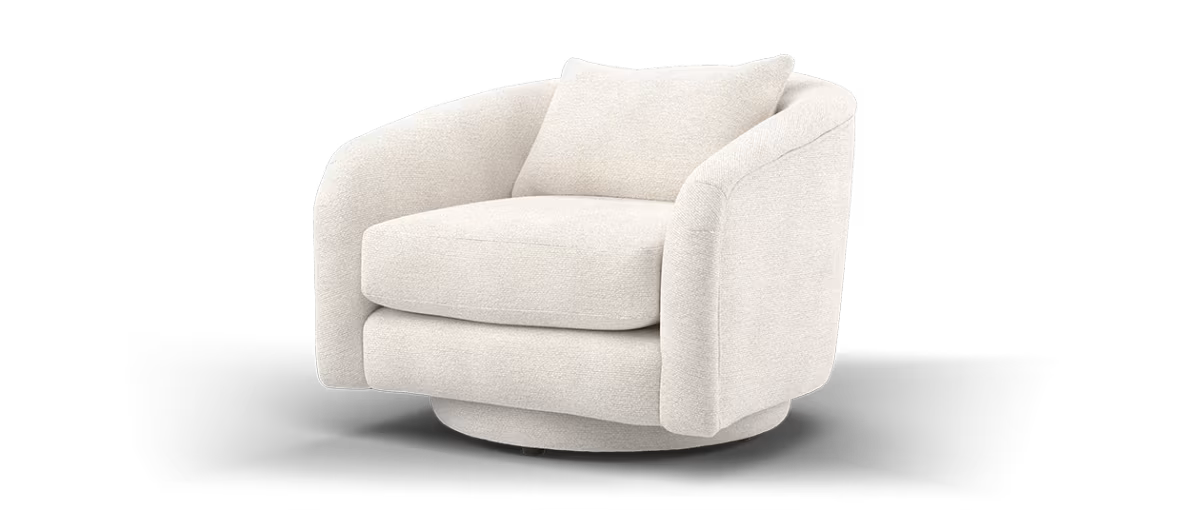 Sofology Westwood Fabric Swivel Chair in Soft Boucle Blush