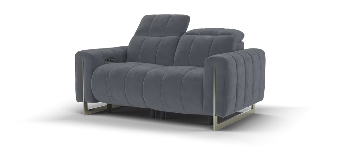 Sofology Paramount Fabric 2 Seater Power Recliner/Headrest Speakers in Lifestyle Nubuck Feel Charcoal