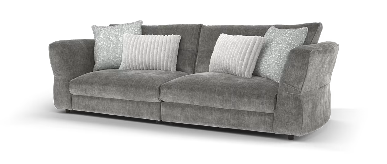 Sofology Reign 4 Seater Split in Luxe Sherpa Grey/Silver Mix