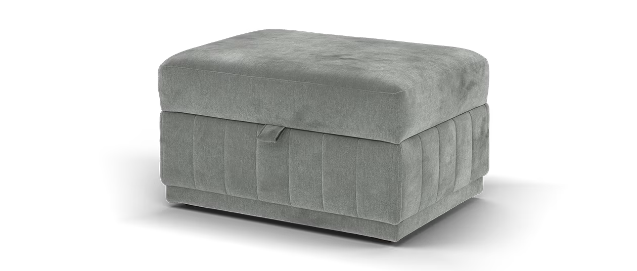 Sofology Astoria Storage Footstool in Vintage Chenille Grey Sage All Over