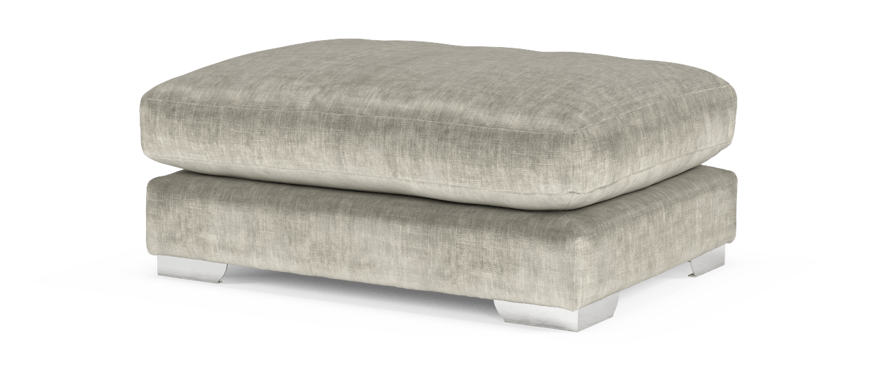 Sofology Majestica Fabric Combi Footstool In Luxe Chenille Stone All Over