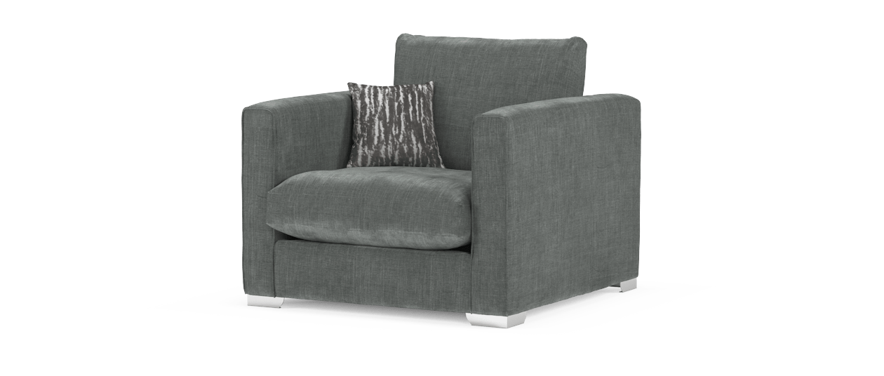 Sofology Majestica Fabric Chair in Soft Chenille Slate Mix